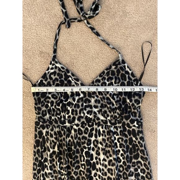 Express Leopard Print Knit Halter Maxi Dress Size S Gray Black Stretch Vacation - Picture 7 of 9